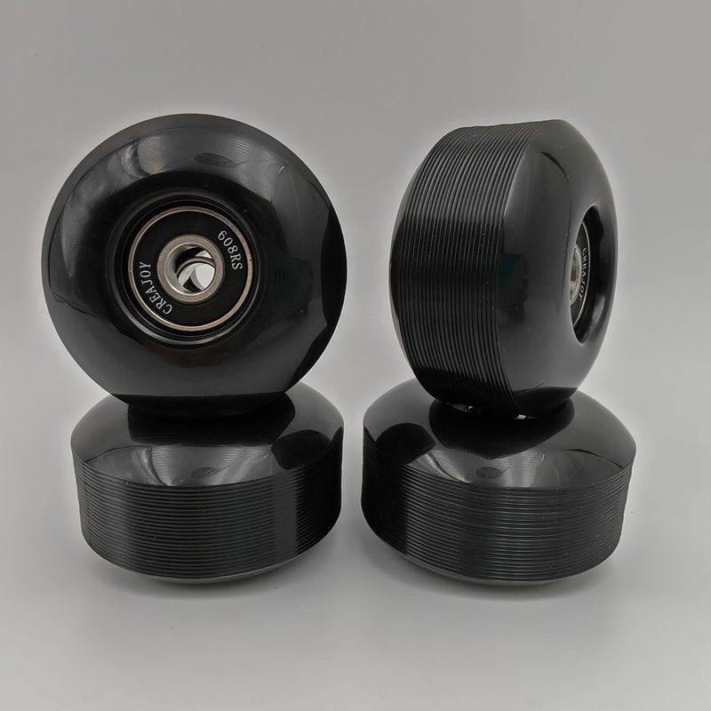 CREAJOY Skateboard Wheels, 52mm 95a, Set of 4 with Bearings (Black)