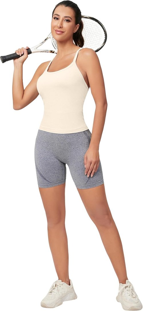 MathCat Workout Tank Tops - Sleeveless Gym Shirts with Built-In Bra for Women | Seamless Racerback Design