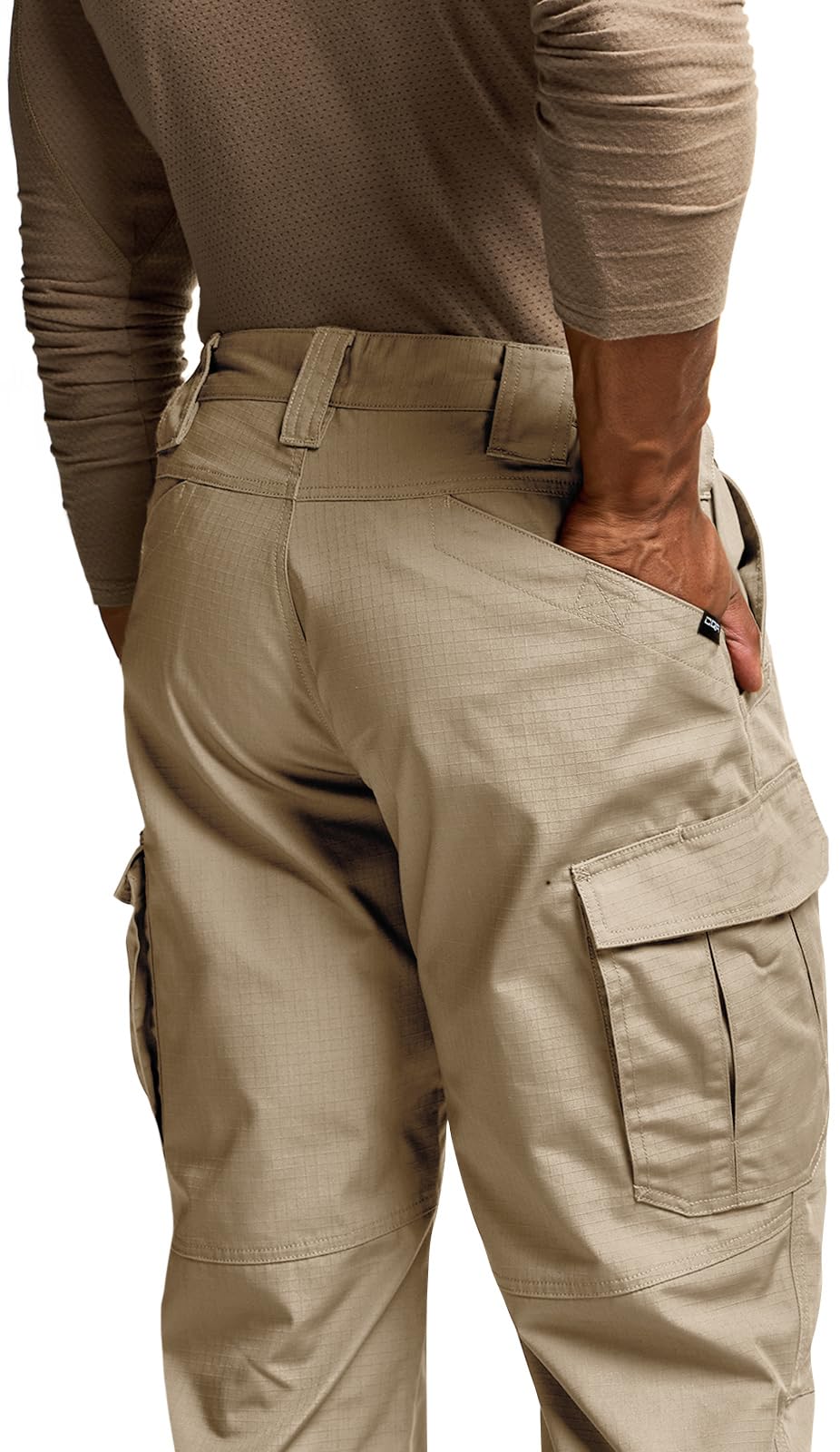 CQR Men's Tactical Pants, Water Resistant Ripstop Cargo Pants, Lightweight EDC Work Hiking Pants, Outdoor Apparel, Raider Mag Pocket Khaki, 34W x 30L