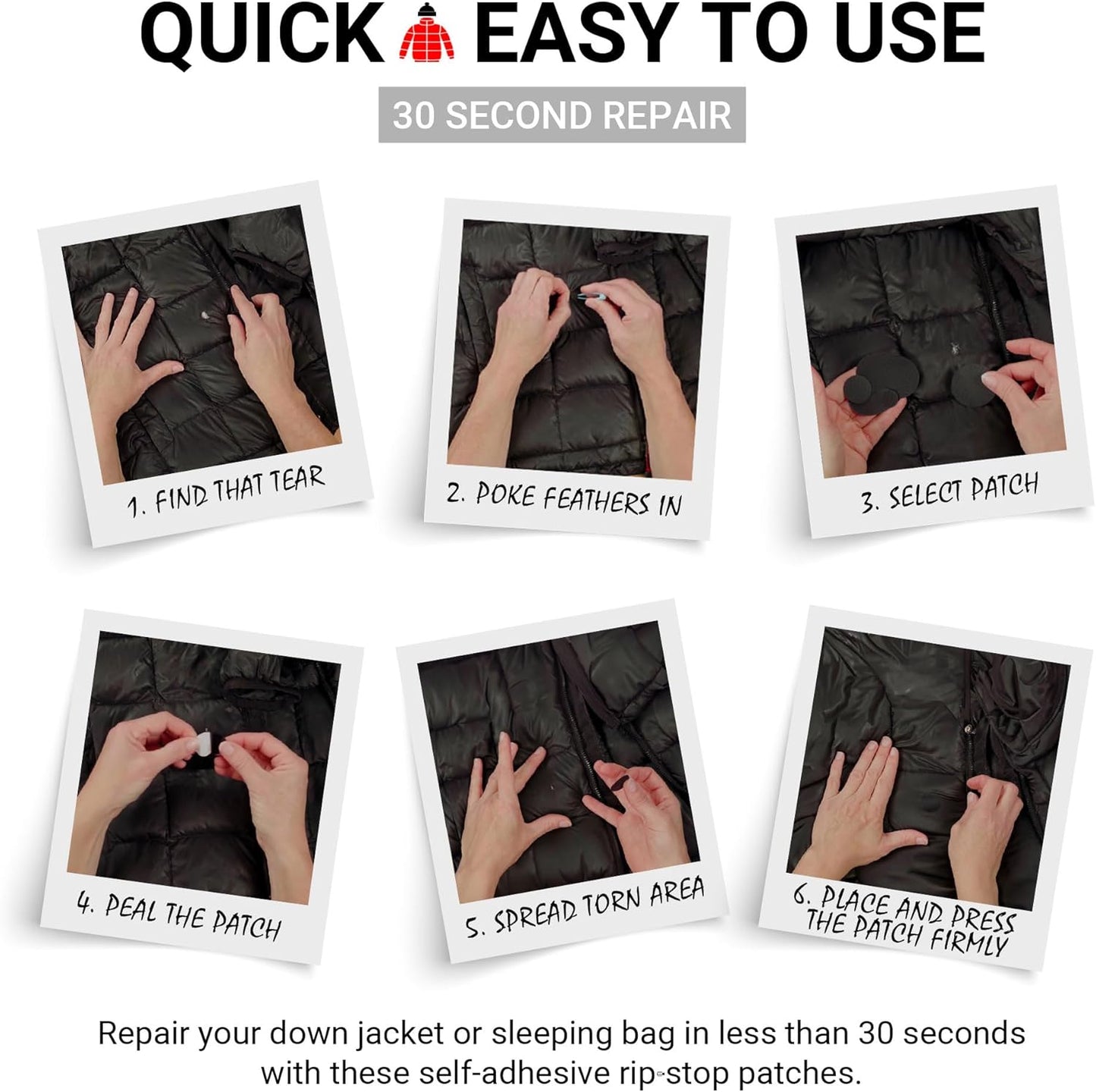 Skiennix Self-Adhesive Waterproof Repair Patch Kit - Quick 30-Second Fix for Outdoor Gear | Pre-Cut Nylon Ripstop Patches in Dark Blue