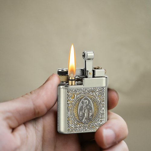 DOUBFIVSY Vintage Trench Lighter, Refillable Kerosene, Mechanical Brass Lighter, Soft Flame, Unique Gift for Men, Dad, Husband (Constantine)