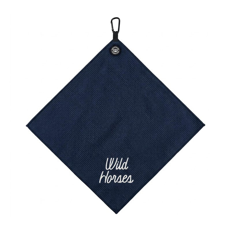 Wild Horses Magnetic Golf Towel 18x18 Microfiber Waffle Weave Style with Golf Towel Magnet & Clip - Quick Dry Magnetic Towel for Men and Women - Black