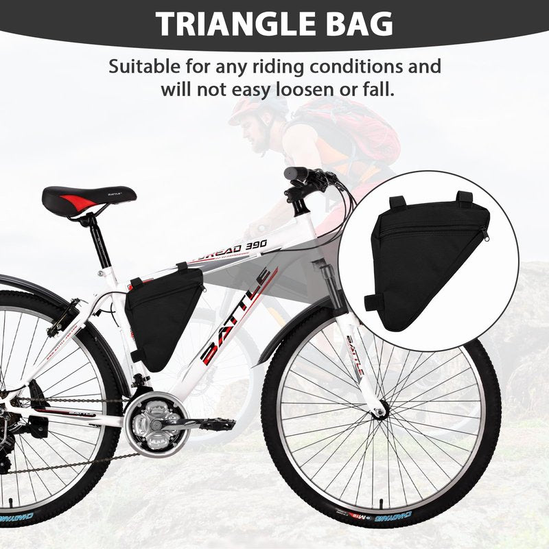 Mzario 2 Pcs Triangle Bike Bag, Bike Frame Small Storage Bag, Pouches For Adult Cycling For Road And Mountain Bikes Accessories Pack For Phone, Wallet, Keys (With Reflective Stickers* 20)
