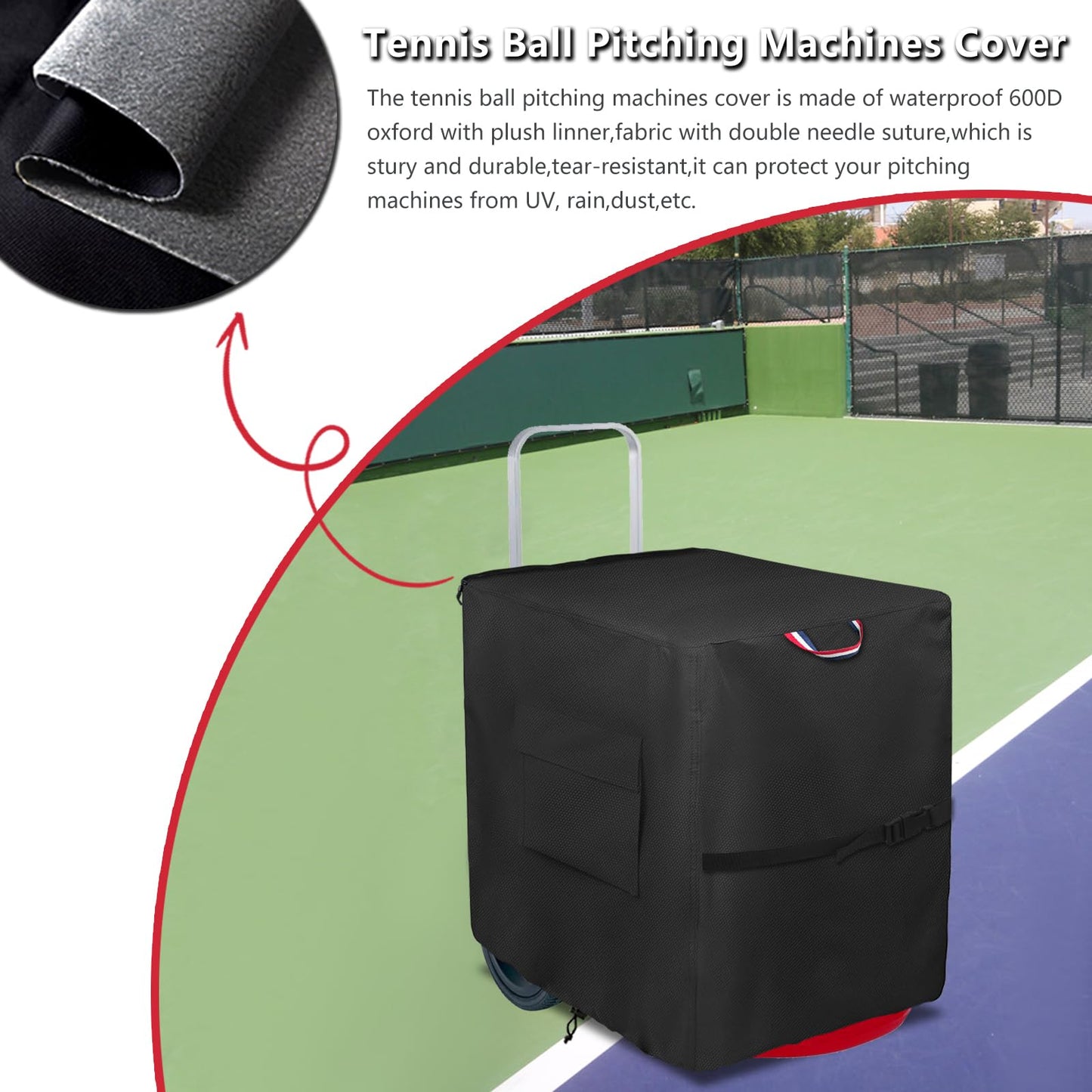Youkaver Tennis Ball Machines Cover with Plush Linner & Tennis Ball Launcher Cover - Fits Most Tennis Tutor Machines,All-Weather Durable Protection
