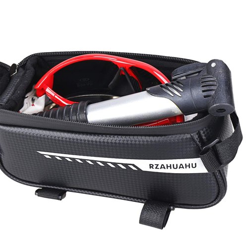 CFIKTE Bicycle Bag Bicycle Accessories-Waterproof Mountain Bicycle Front Frame Bag-Phone Holder for Bike,Bike Accessories with Sensitive Touch Screen and Earphone Hole, for Cell Phones Under 6.5"