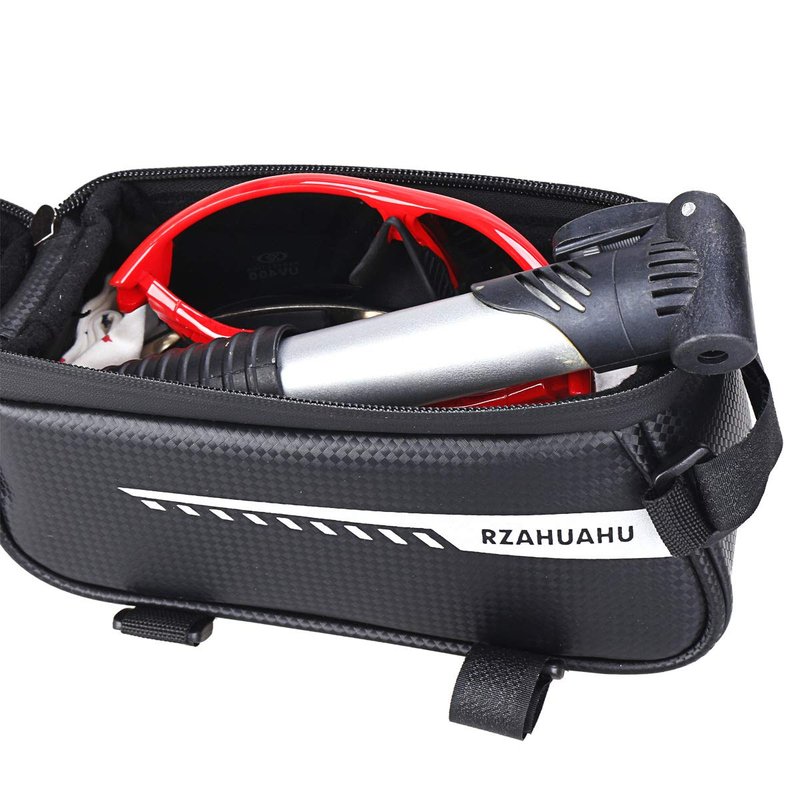 CFIKTE Bicycle Bag Bicycle Accessories-Waterproof Mountain Bicycle Front Frame Bag-Phone Holder for Bike,Bike Accessories with Sensitive Touch Screen and Earphone Hole, for Cell Phones Under 6.5"