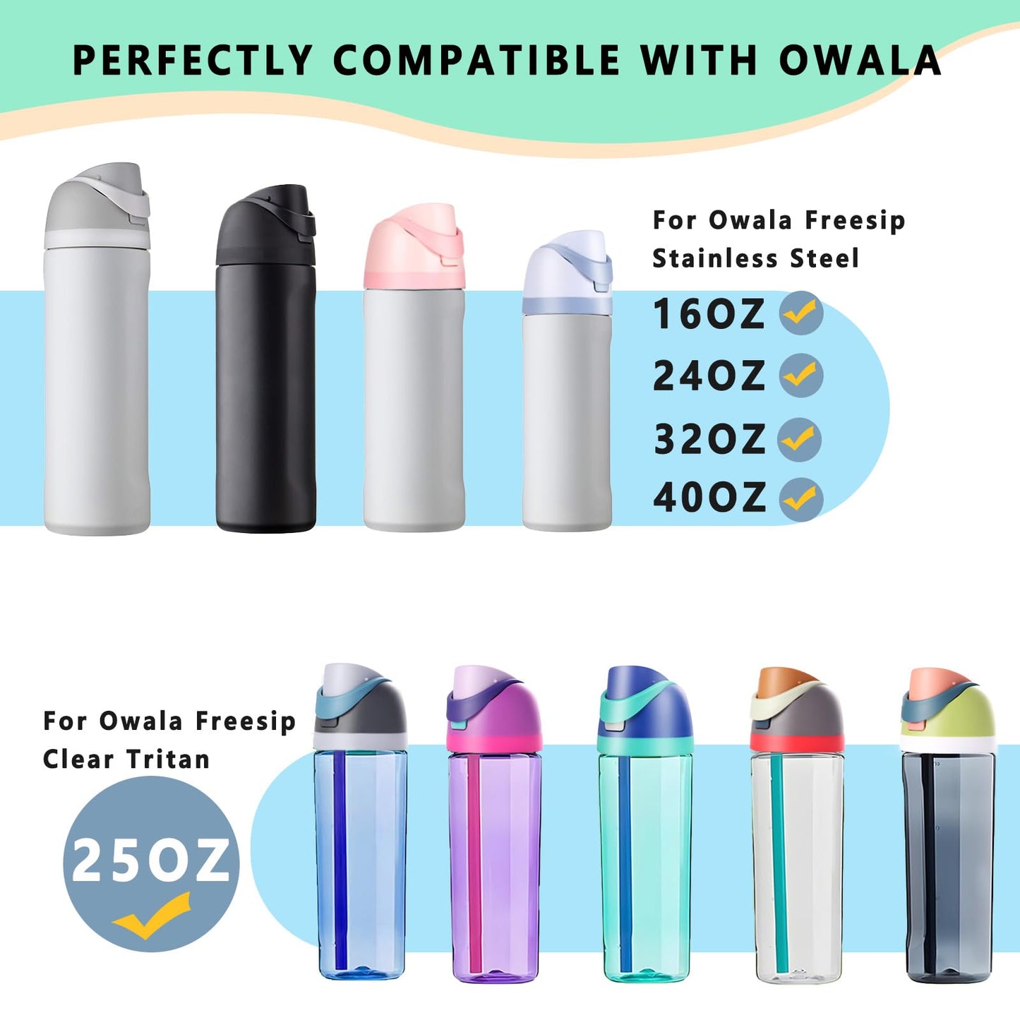 NTIERA Replacement Lid for Owala Freesip,Compatible with Owala Freesip Water Bottle 16oz 24oz 32oz 40oz,Premium Replacement Accessories for Owala Cap,LeakProof,BPA-Free(Ash White)