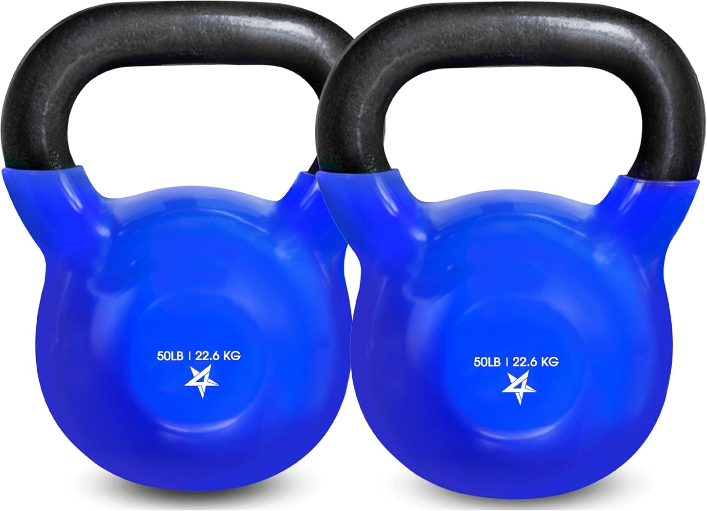 Yes4All Kettlebell - Vinyl Coated Cast Iron Strength Training | 5-100 LB for Home Gym Workouts