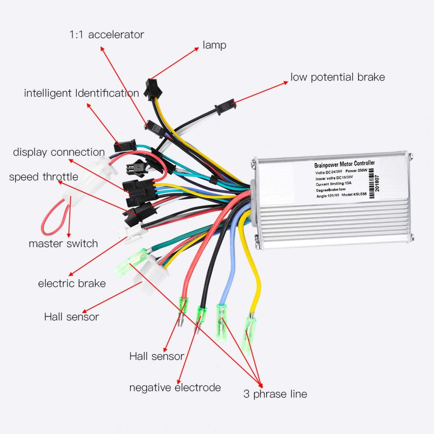 Electric Motor Controller, Electric Scooter Controller with LCD Display Panel Kit for Electric Scooter(36V/48V 350W)