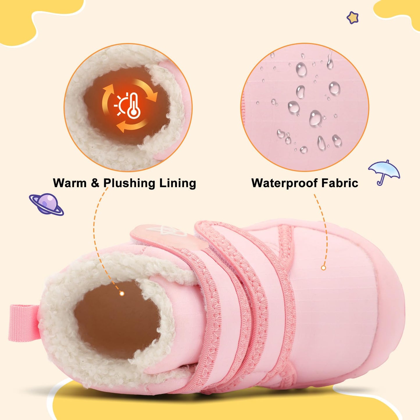 LeIsfIt Toddler Boots Girls Boys Warm Winter Boots Cozy Plush Lining Winter Shoes Indoor Outdoor Faux Fur Booties, Pink, Size 6