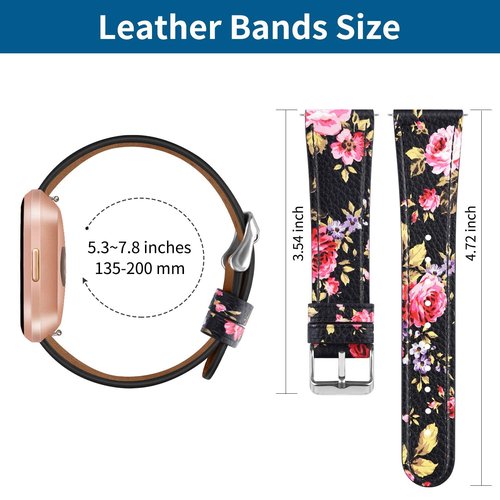 POHNUI 3 Pack Leather Bands Compatible With Fitbit Versa 2/Lite/SE for Women Men, Adjustable Soft Leather Replacement Strap Wristband for Smart Watch