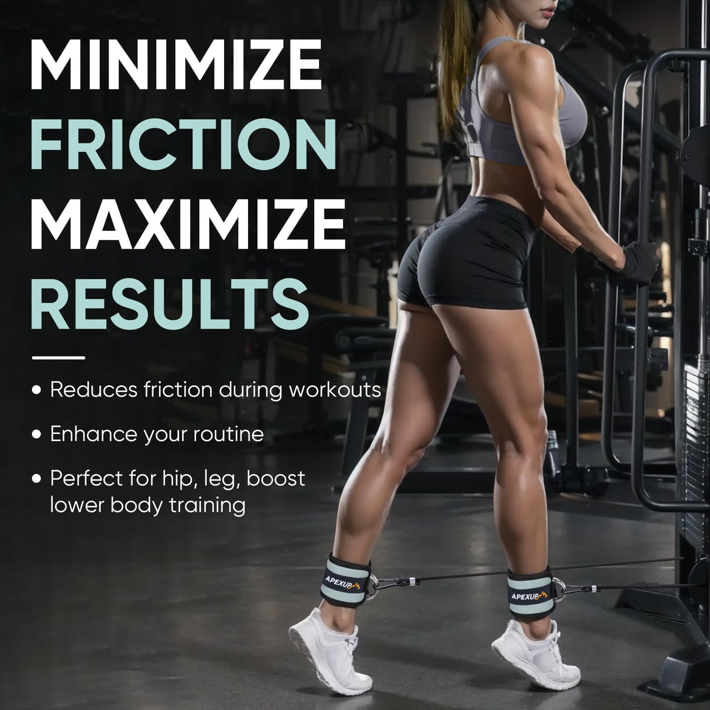 APEXUP Ankle Strap for Cable Machine, Ankle Resistance Bands, Cable Kick Back Straps for Gym, Glute Workouts, Leg Extensions, Adjustable Straps with Neoprene Padding (Pair, Pastel Blue)