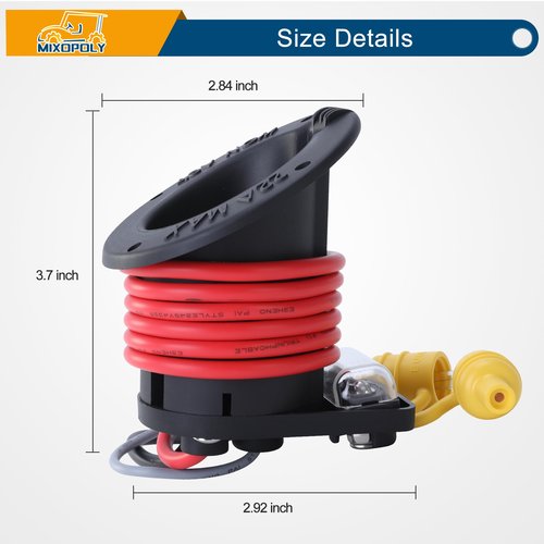 MIXOPOLY 48V Golf Cart Charger Receptacle Fits Club Car DS 1995-Up Models, Fuse and Receptacle Assembly, OEM # 101802101 101796801 101894901