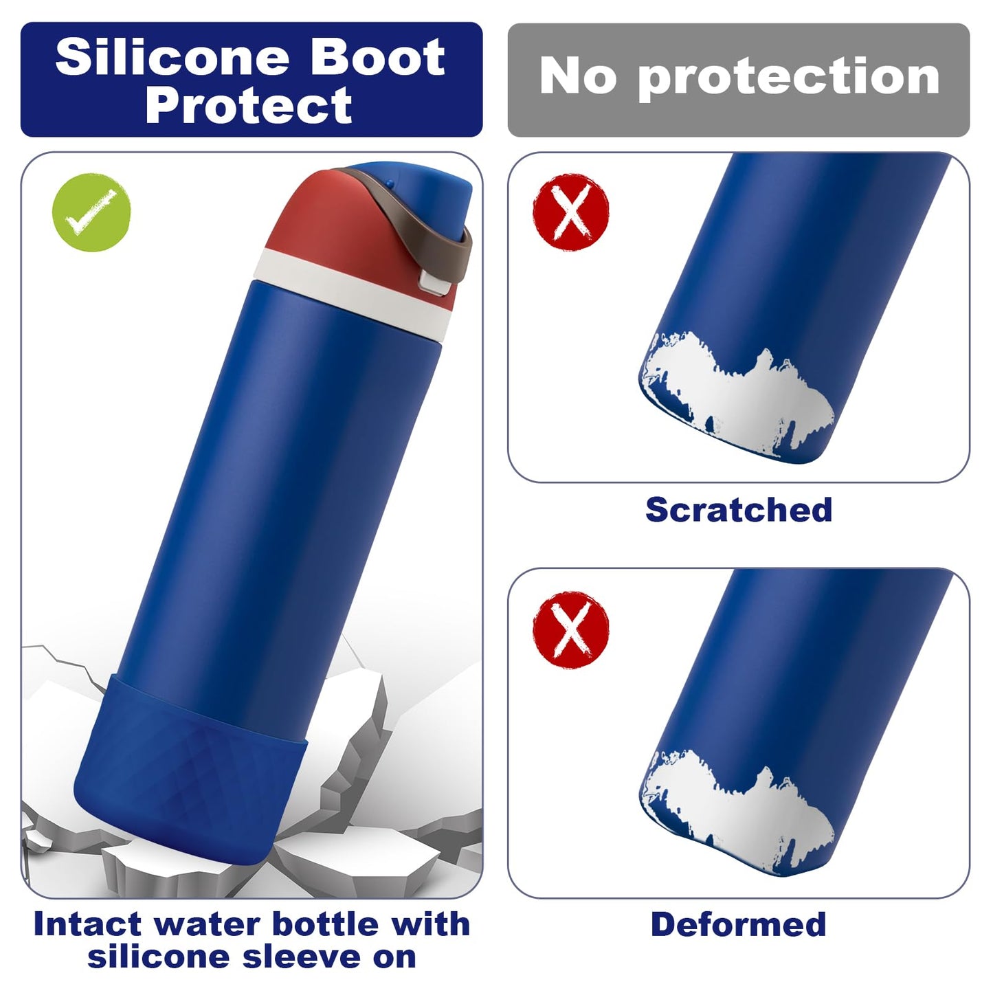 Alwenid 2PCS Silicone Water Bottle Boot for Owala 24 Oz, Anti-Slip Protective Sleeve Bottom Bumper Protector for FreeSip, Twist, and Flip Stainless Steel Water Bottles (Royal Blue)