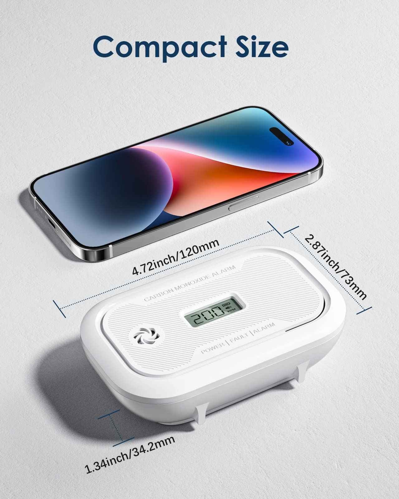 Ecoey Carbon Monoxide Detectors with Digital LCD Display, Carbon Monoxide Alarm Replaceable Battery Operated, 10 Year Lifespan CO Alarm Detector with Mute Mode for Home, 4 Packs