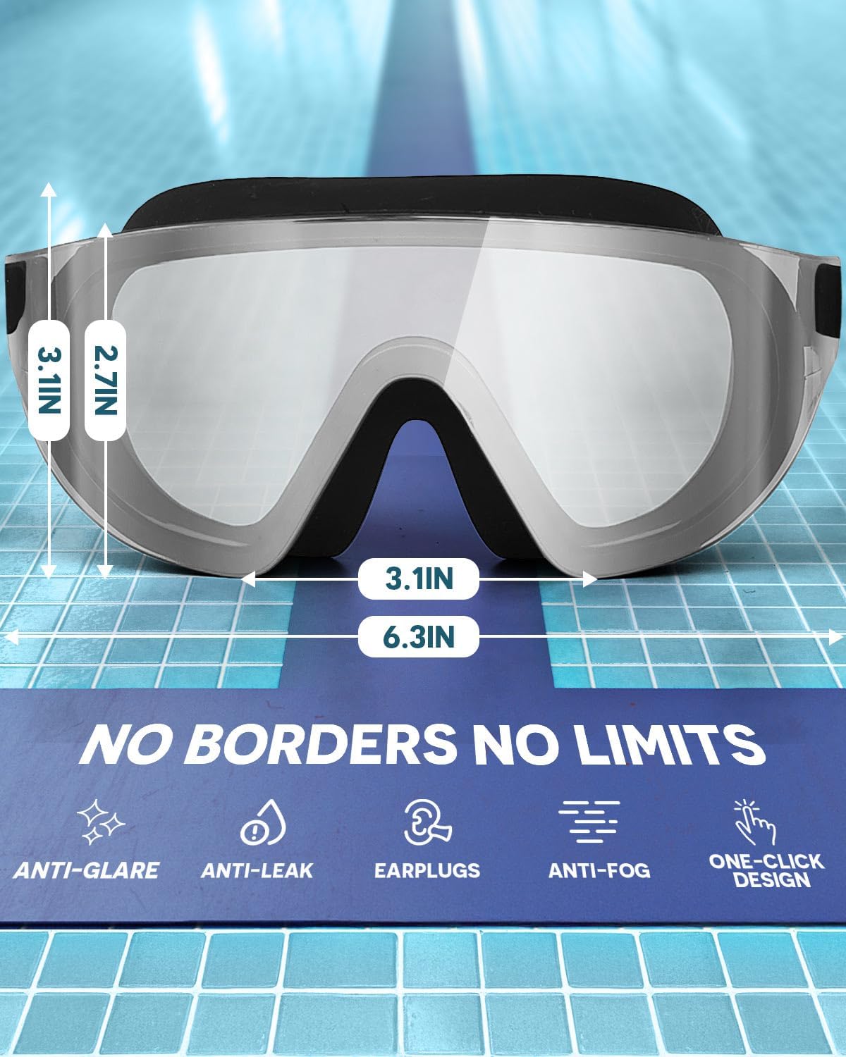 Zoomsnail Swim Goggles - Rimless Wide View Design | Anti-Fog UV Protection | 2 Pack for Adults