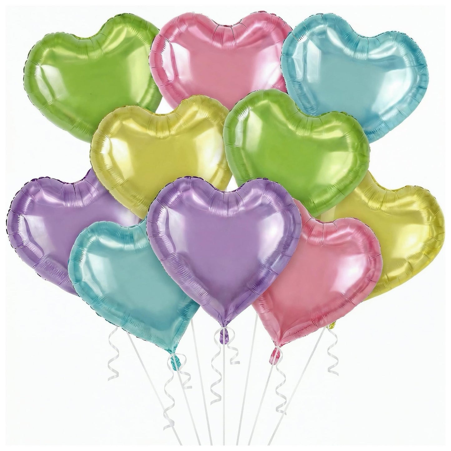 KatchOn, Pastel Heart Balloons Set - 18 Inch, Pack Of 10 | Pride Conversation Heart Balloons, Pride Decorations | Pride Month Decorations