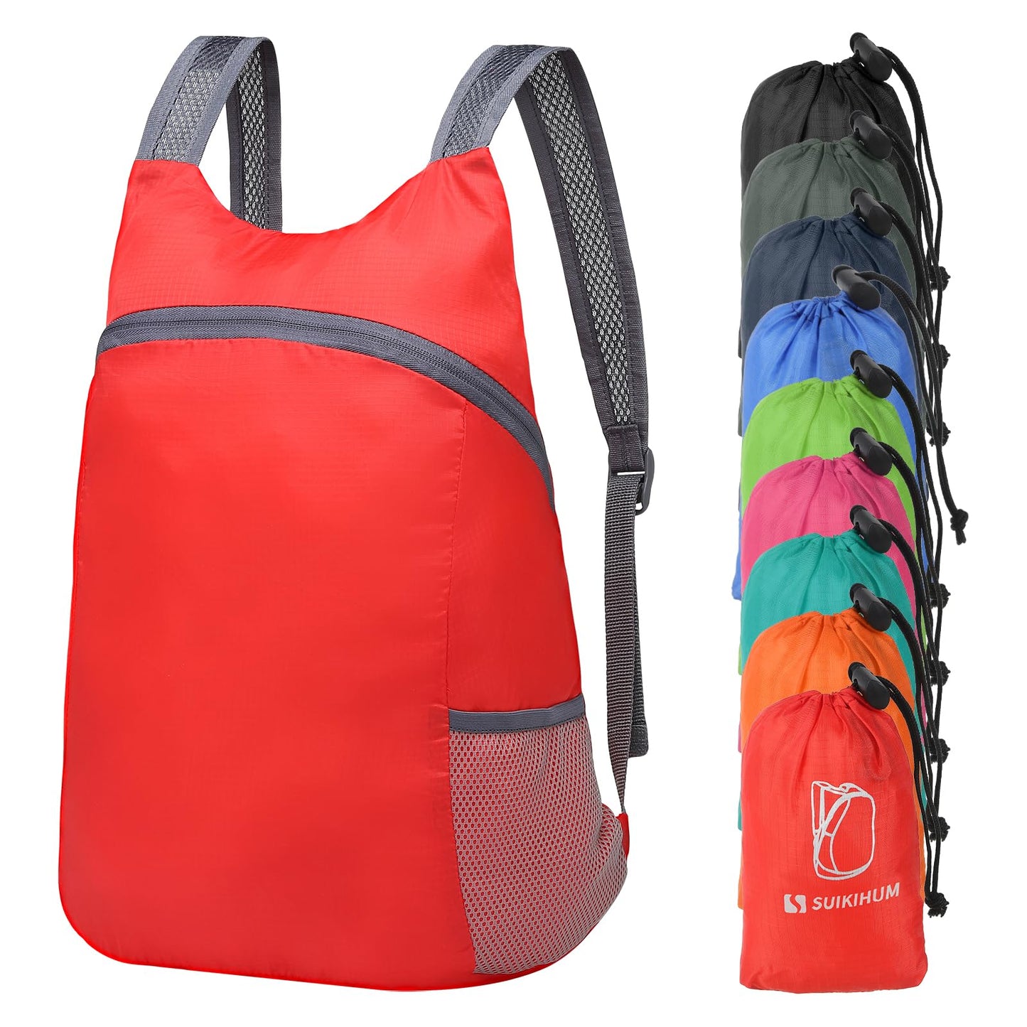 SUIKIHUM 20L Ultra Hiking-Daypack Lightweight Foldable Travel Packable Backpack for Camping Cycling Outdoor,red