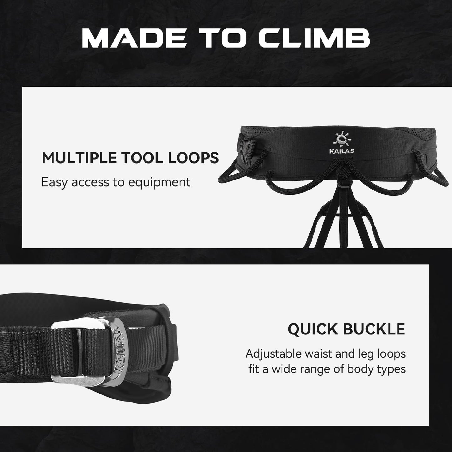 KAILAS B4 Rock Climbing Harness Men Roofing Harness Safety Belt Climbing Gear Adjustable Mountaineering Lightweight
