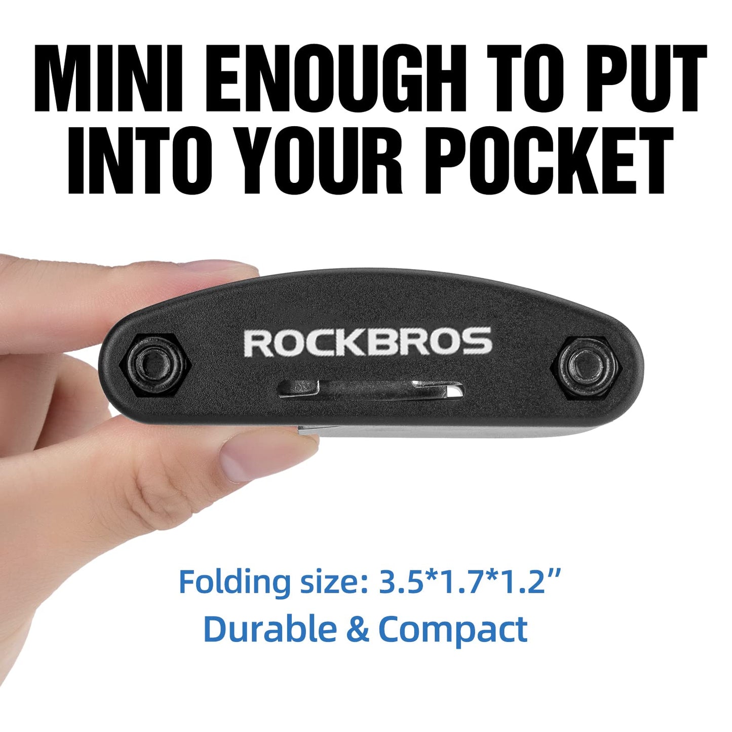 ROCKBROS 16 In 1 Multi-Function Bike Tool Kit - Portable Foldable Bike Multitool Cycling Tool Kit With Allen Wrench, Tire Levers