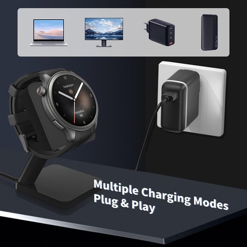 Charger Stand for Amazfit T-Rex Ultra 2/Active Max/T-rex 3 Pro/Balance/T-REX3,Magnetic Charging Cradle for Amazfit T-Rex Ultra 2/Active Max/T-rex 3 Pro/Balance/T-REX3 Charge Station Base