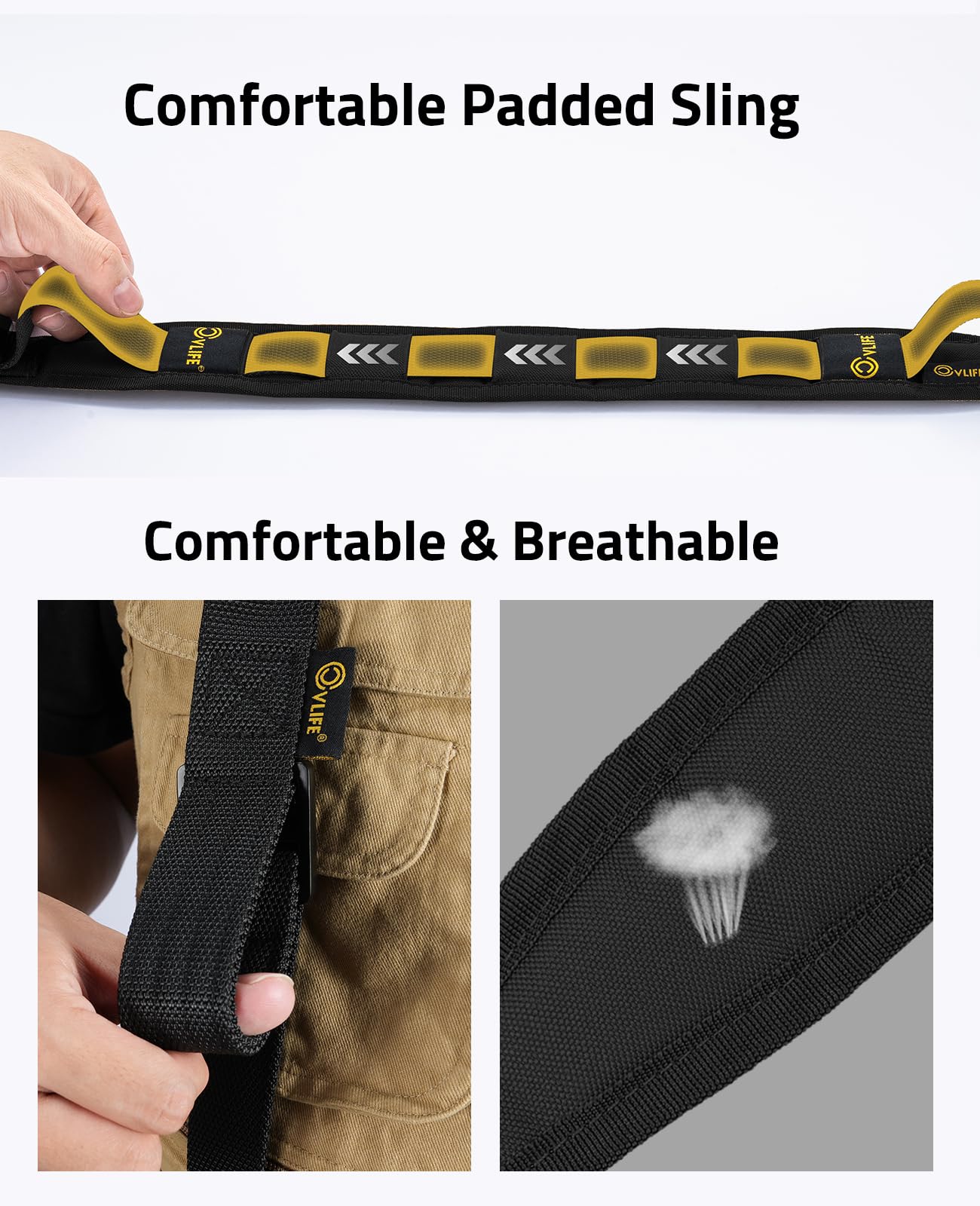 CVLIFE Two Point Sling with Padded Wide Sling, Removable Swivels - Black - Adjustable Length for Outdoor Activities