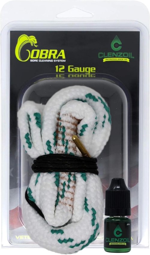 CLENZOIL Field & Range Cobra Bore Cleaner | Gun Barrel Cleaning Tool | Brass Brush Embedded in Cotton Bore Rope