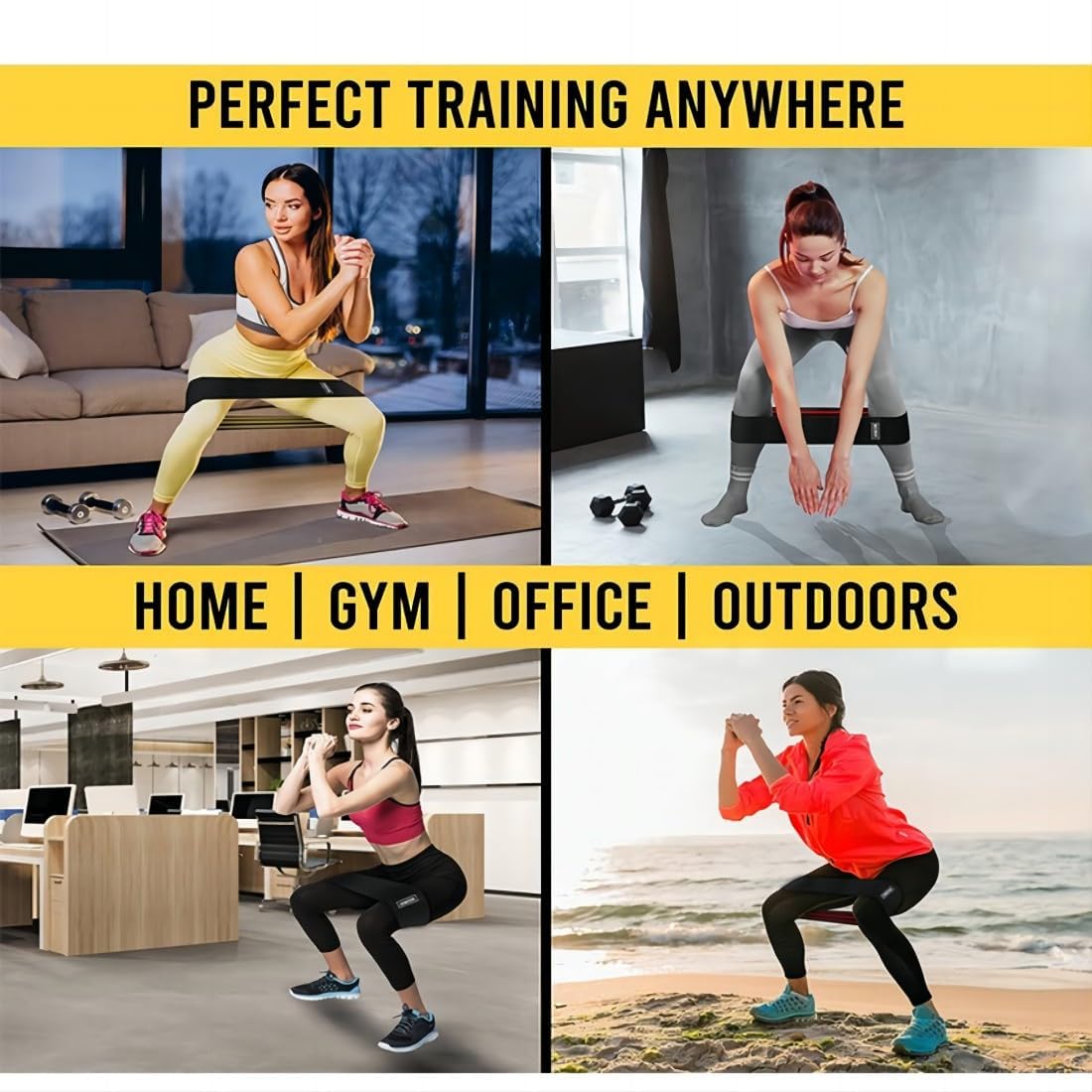 CxySpcoy 4 Levels Booty Resistance Bands Upgrade for Hips & Thigh Glutes, Pilates, Leg Butt Stretch Upgrade for Women and Men Elastic Fabric Set Working Out
