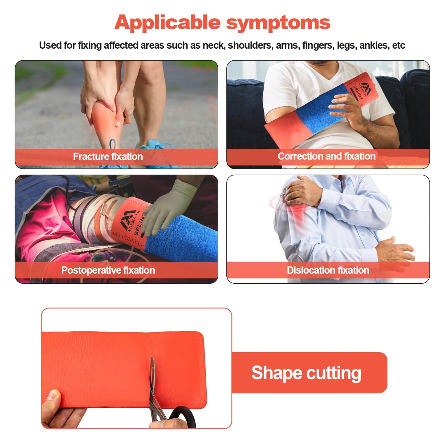 AID MATE First Aid Splint Kit 36" x 4.3" - 2 Pack Emergency Bone Splint with Adhesive Tape, Fracture Support for Home Car Camping Hiking
