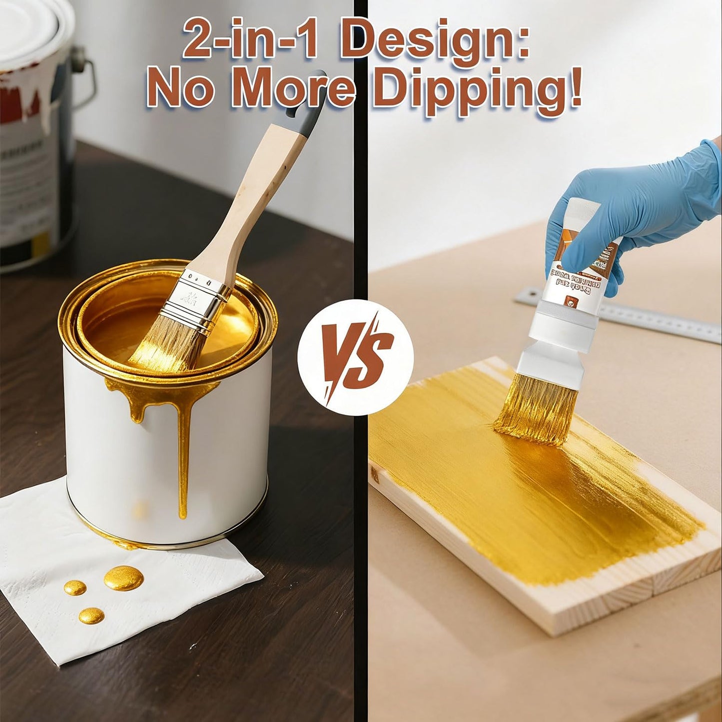 Anirun Liquid Gold Leaf Paint 6.35 Oz, 2 in 1 Furniture Paint for Wood, Art, Painting, Handcrafts, Clay Craf, Easy to Apply DIY Crafts(Pack of 1)