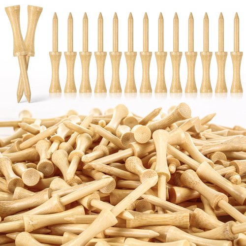 Mudder 300 Pack Step Down Golf Tees Wooden 2-3/4 Inch Bulk Bamboo Golf Castle Tees for Practice Accessories