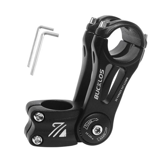 BUCKLOS Adjustable Bike Stem MTB 25.4mm 31.8mm 90/110/130/145mm 80 Degree Bike Stem Riser for Angle Adjustment, Bicycle Handlebar Extension for Commuter Bikes, E-Bike, Mountain, Road Bicycles