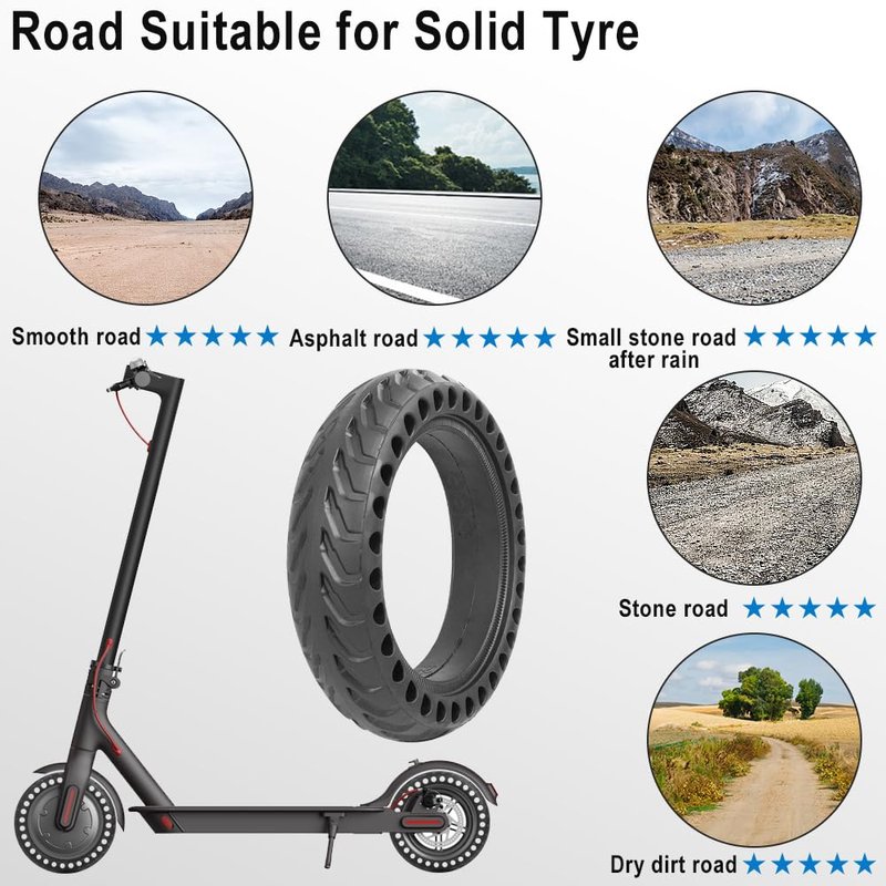 2Pcs Solid Tire for Xiaomi m365 Electric Scooter MIJIA Mi m365 pro/gotrax gxl V2/gotrax XR, 8.5 inches Front or Rear Replacement Electric Scooter Honeycomb Wheels with 4 Tool Accessories for Sports