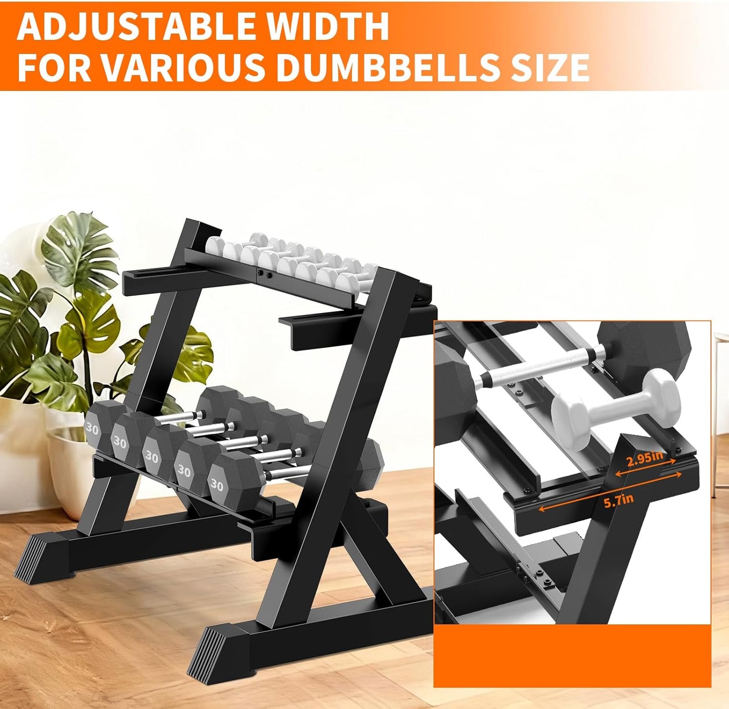 TomCare Dumbbell Rack - Heavy-Duty 2-Tier Adjustable Weight Stand for Home Gym | 33" Length, 360 lb Capacity