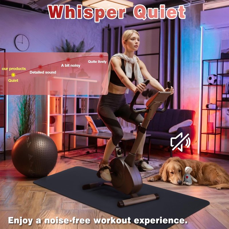 Fitness Equipment Mat for Hardwood Floors - 100% Recycled Rubber for Home Gym Flooring, Durable Workout Fitness Mats, Walking Pad Exercise Bike Equipment, Non-Slip 0.16" Thick, Black