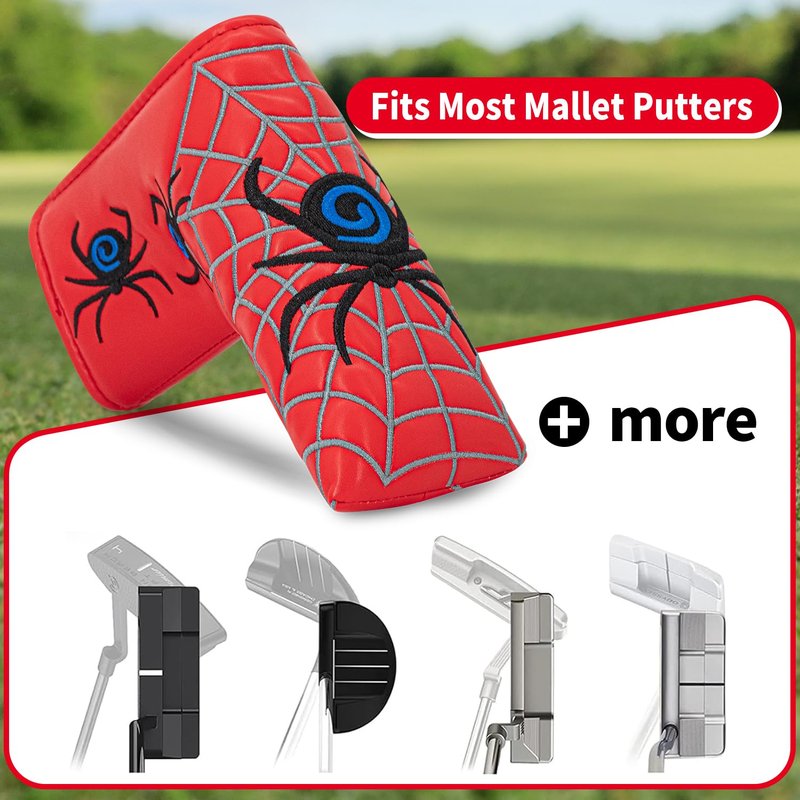 Spiders Golf Blade Putter Cover Golf Putter Headcover Synthetic Leather Closure for Scotty Cameron Odyssey Blade Taylormade Ping. (Red)