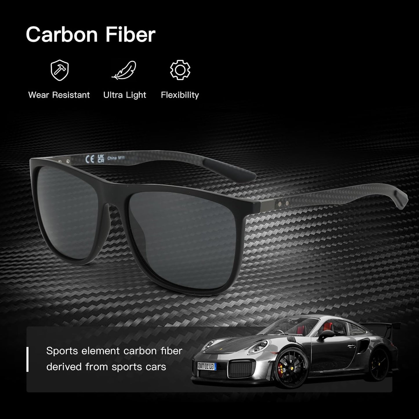 ZENOTTIC Polarized Sunglasses - Ultralight Carbon Fiber Design for Men | UV400 Protection for Sports & Outdoor Activities