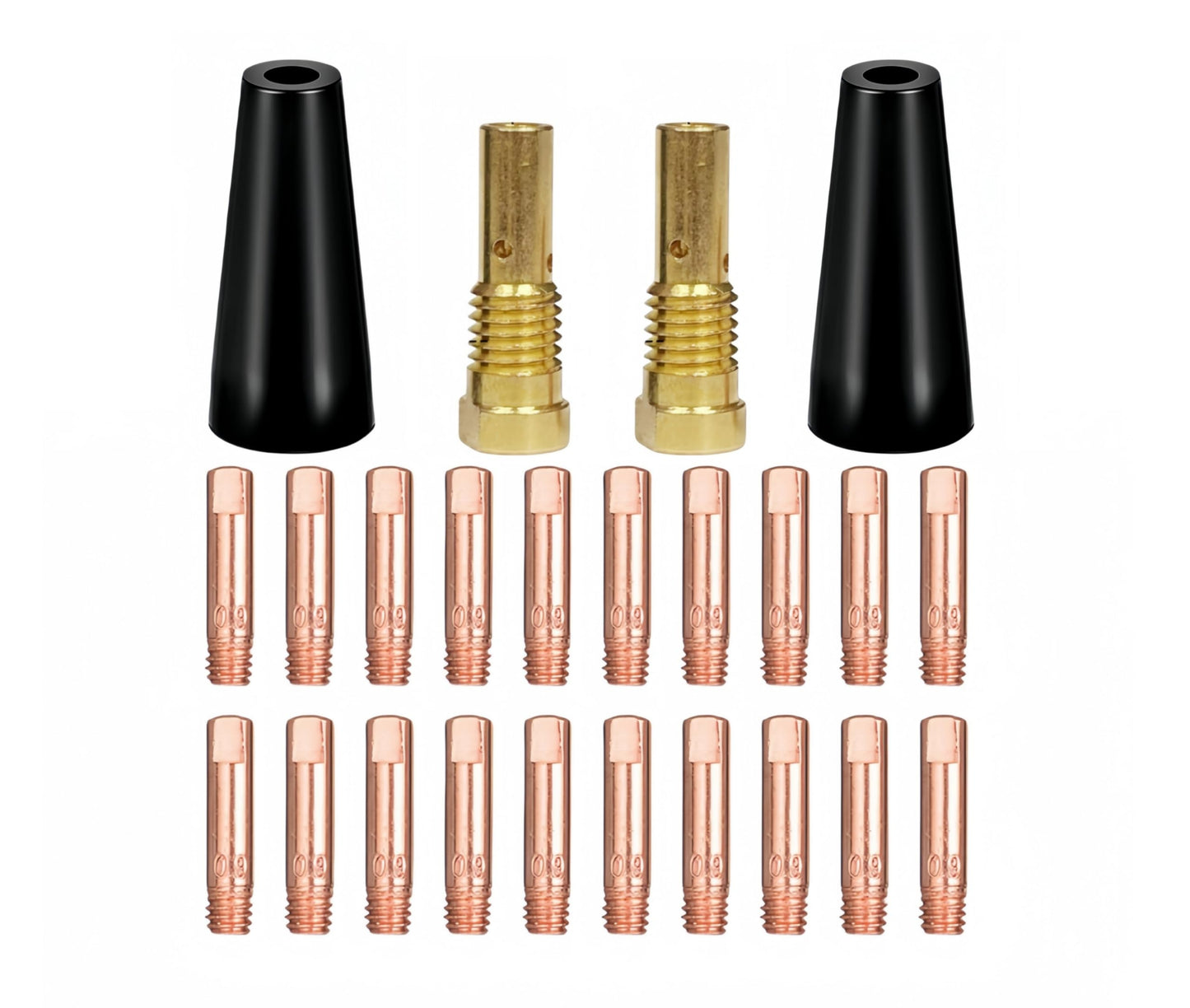 TimelyDu 24PCS Flux Core Gasless Nozzles Welding Gun Accessory Kit,MIG Welding Accessories,Compatible with Lincoln Century FC90 Forney Titanium (.030" Accessory Kit)