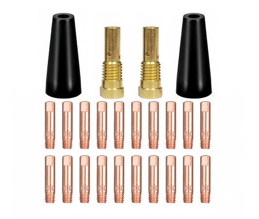 TimelyDu 24PCS Flux Core Gasless Nozzles Welding Gun Accessory Kit,MIG Welding Accessories,Compatible with Lincoln Century FC90 Forney Titanium (.030" Accessory Kit)
