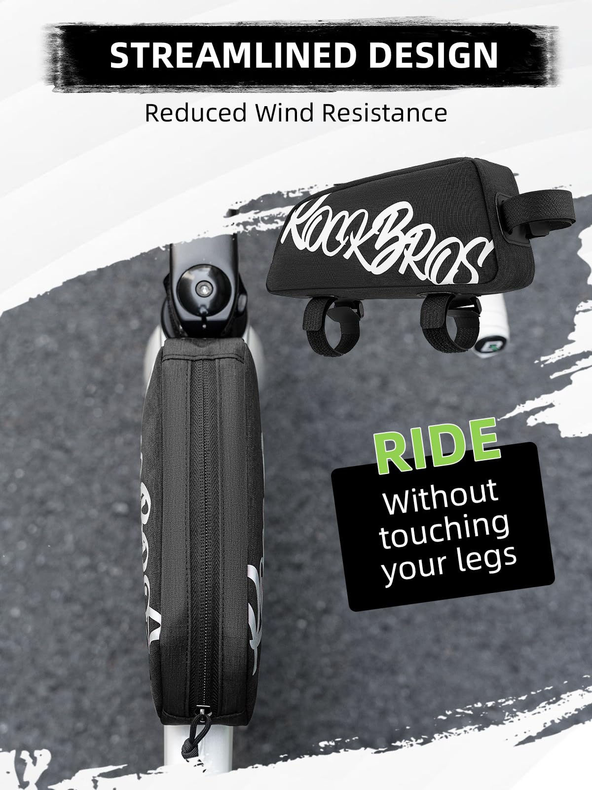 ROCKBROS Top Tube Bike Bag, Lightweight Bike Frame Bag, Quick Installation Bike Storage Bag, Small Bike Accessories Pouch for MTB, Road Bike
