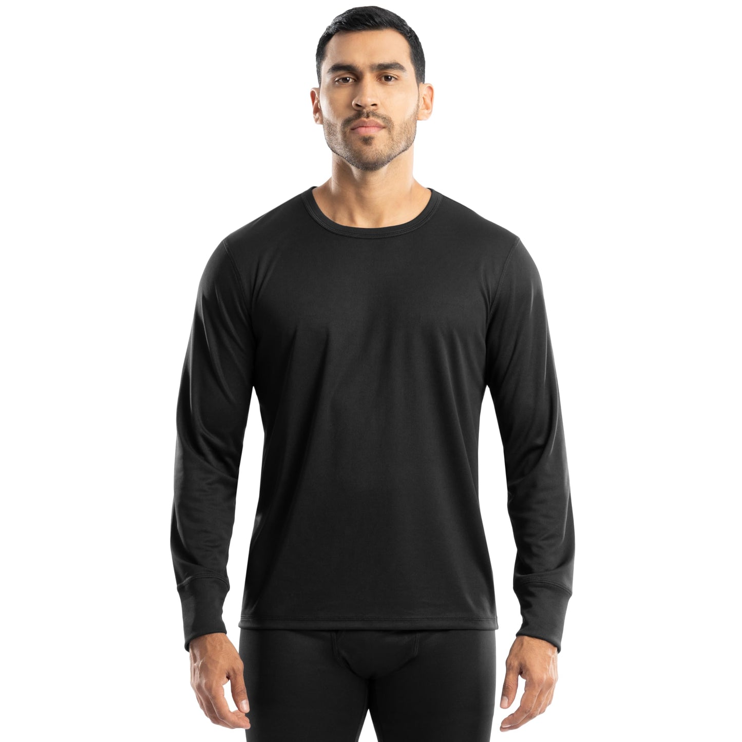 Realtree Men's Polyester Performance Baselayer Long Sleeve Thermal Underwear Top, Pitch Black, X-Large