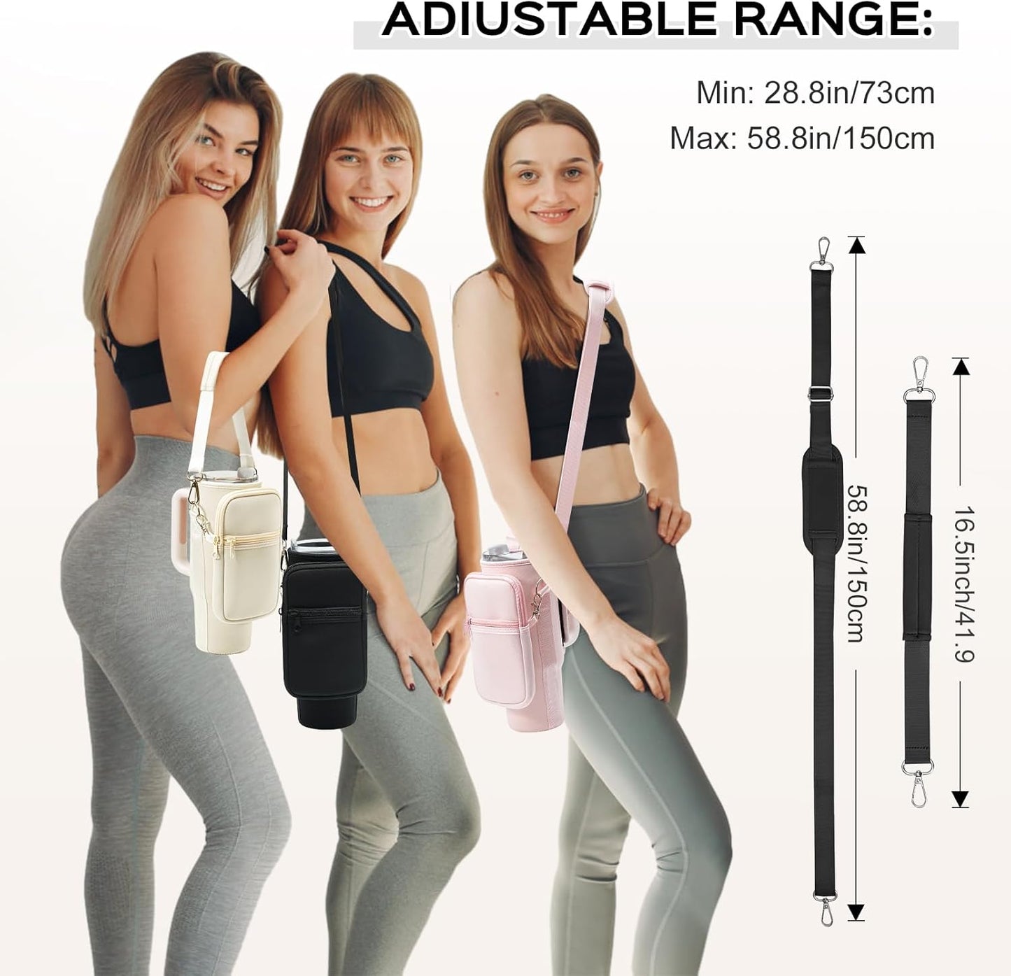 Stanley 30 oz Tumbler Carrier Bag - Neoprene Water Bottle Holder with Adjustable 4.9FT Strap | Convenient Pouch Included