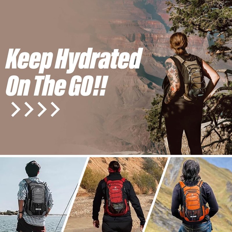 Hydration Pack Backpack with 3L Water Bladder for Men & Women, Hiking Daypack with Thermal Insulation | Running, Cycling, Camping, Skiing, Outdoor Activities (Emerald)