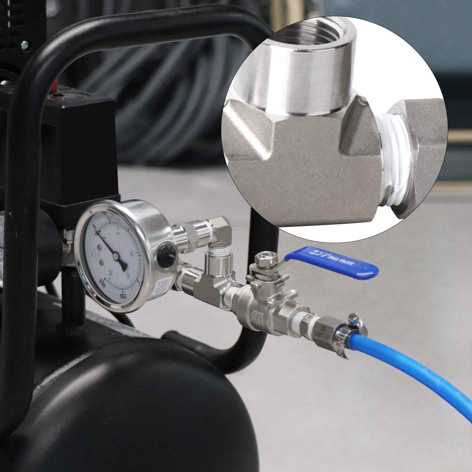 TAISHER 1PCS Forging of 304 Stainless Steel Tee Pipe Fittings, 1/2" NPT Female x 1/2" NPT Female x 1/2" NPT Male Pipe Fittings, Male Run Tee