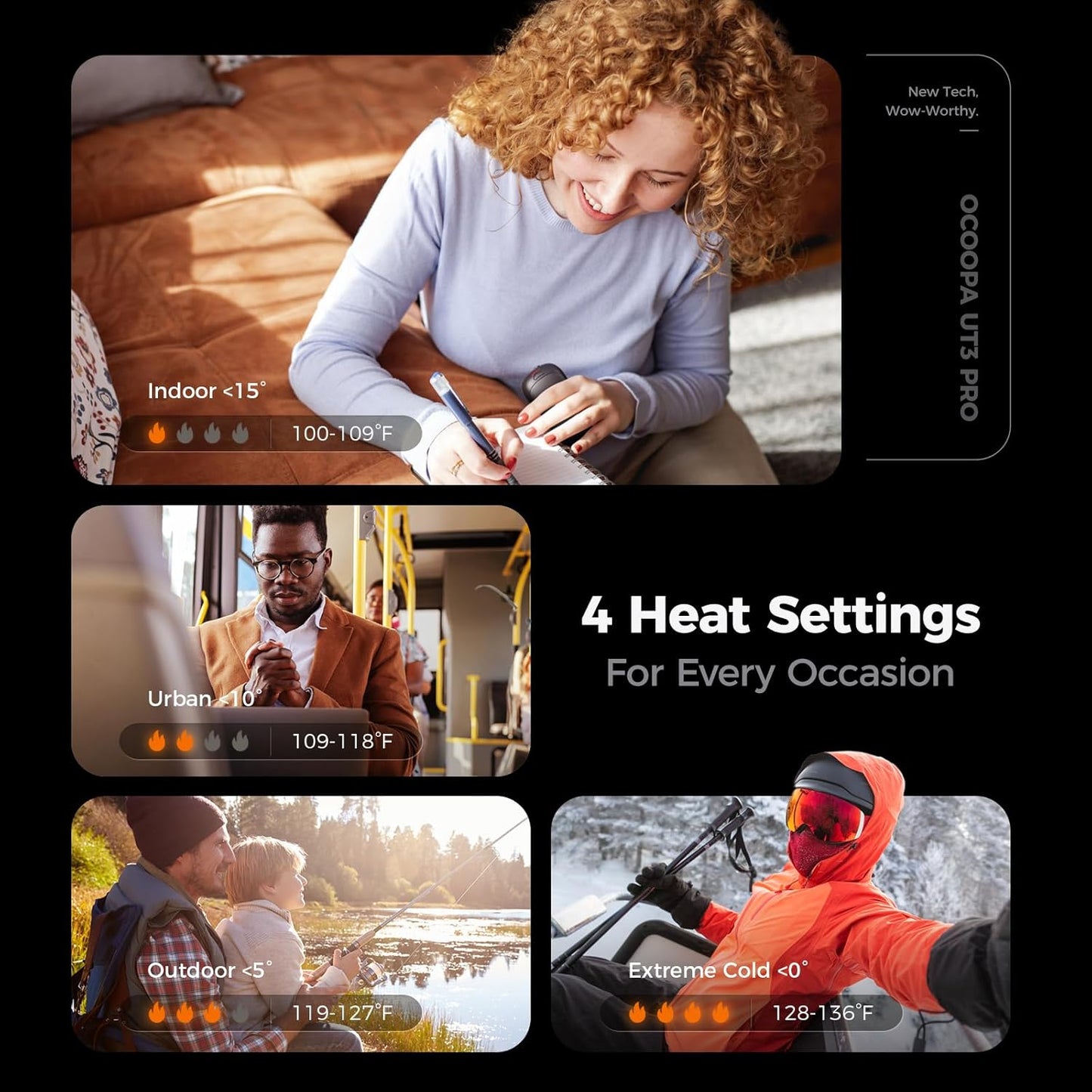 OCOOPA AI Smart Hand Warmers - Rechargeable Double-Sided Heating | 10000mAh, 4 Heat Levels, Max 136°F, 2 Pack