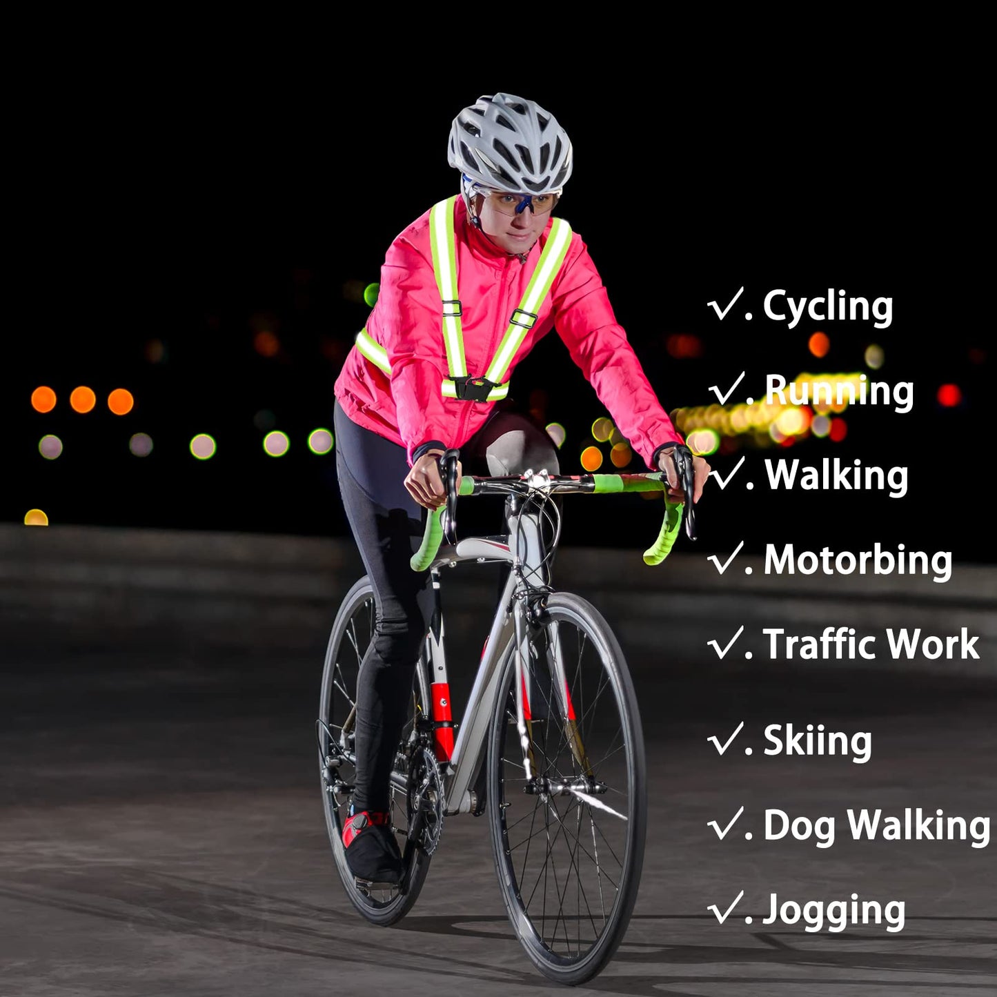 Fepdiu High Visibility Reflective Vest Safety Vest Running Reflective Gear Adjustable Reflective Vest for Walking,Jogging,Hiking,Night Cycling (Golden)
