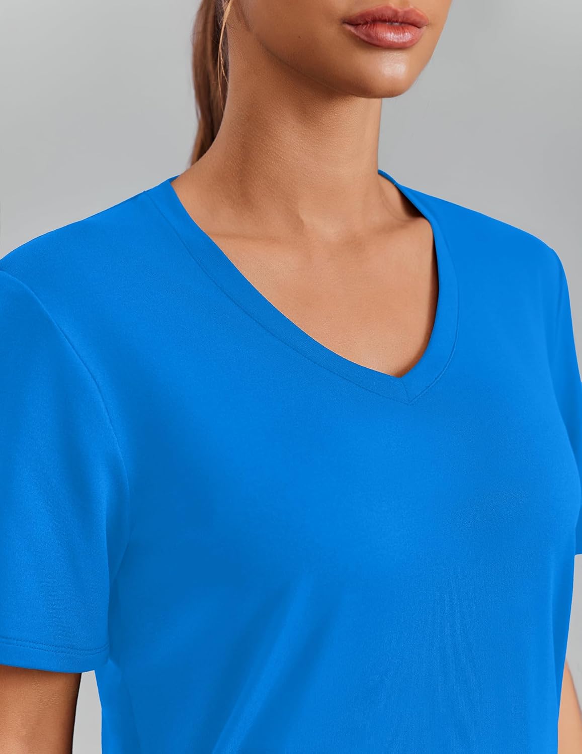 PINSPARK Soft Workout Tops for Women - Short Sleeve V-Neck | Moisture-Wicking, UPF 50+ Sun Protection, Quick Dry