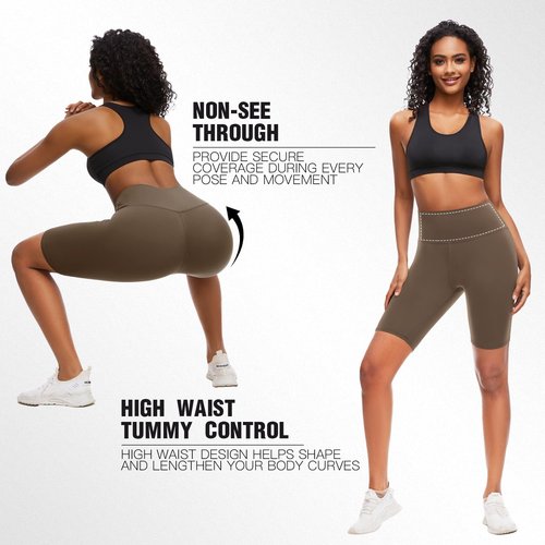 FULLSOFT High Waisted Biker Shorts for Women - Tummy Control Athletic Yoga & Workout Shorts