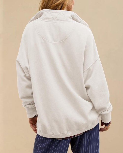 Gacaky Oversized Sweatshirt for Women - Casual Long Sleeve Button Henley Neck Pullover | Fashion Top