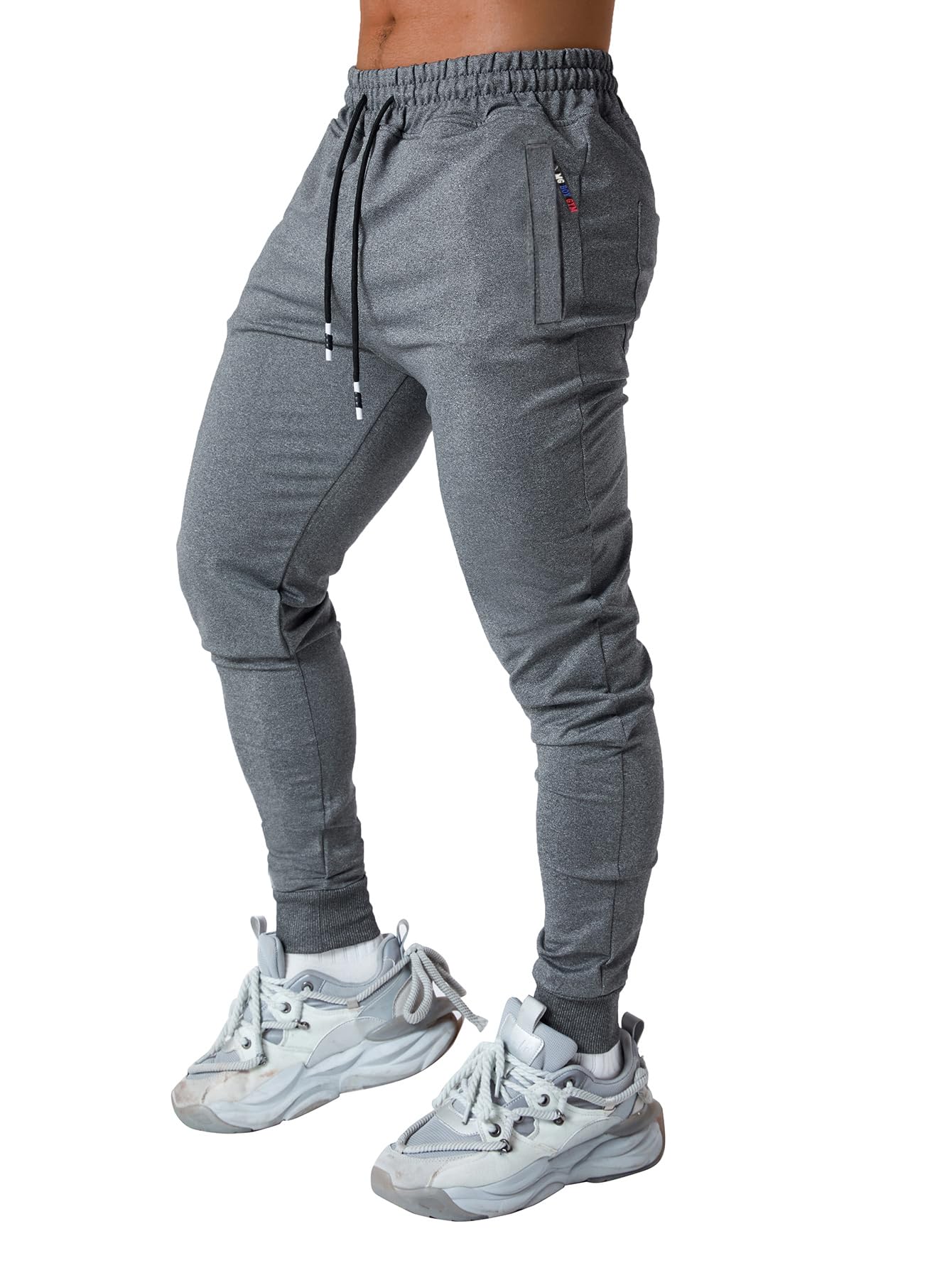 GM MGBOYGYM Mens Active Athletic Workout Jogger Sweatpants for Men with Zipper Pocket and Drawstring Size Dark Grey-S